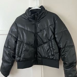Black leather puffer fashion nova